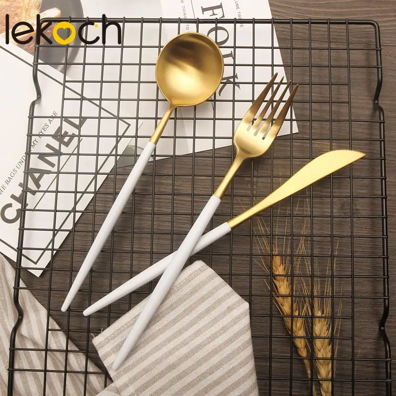 LEKOCH красочные столовые приборы из нержавеющей стали столовые приборы обеденный кухонный набор посуды вилка ложка нож переносные продукты