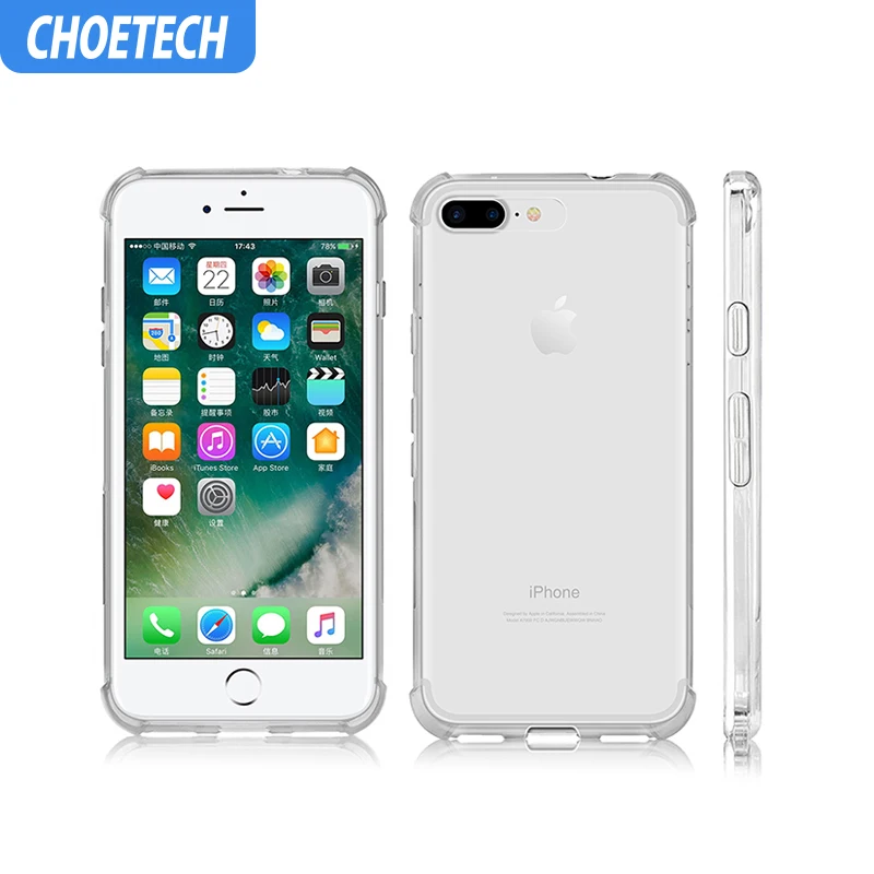 Ударопрочный чехол CHOETECH для iphone 8 мягкие силиконовые чехлы телефонов Plus задняя