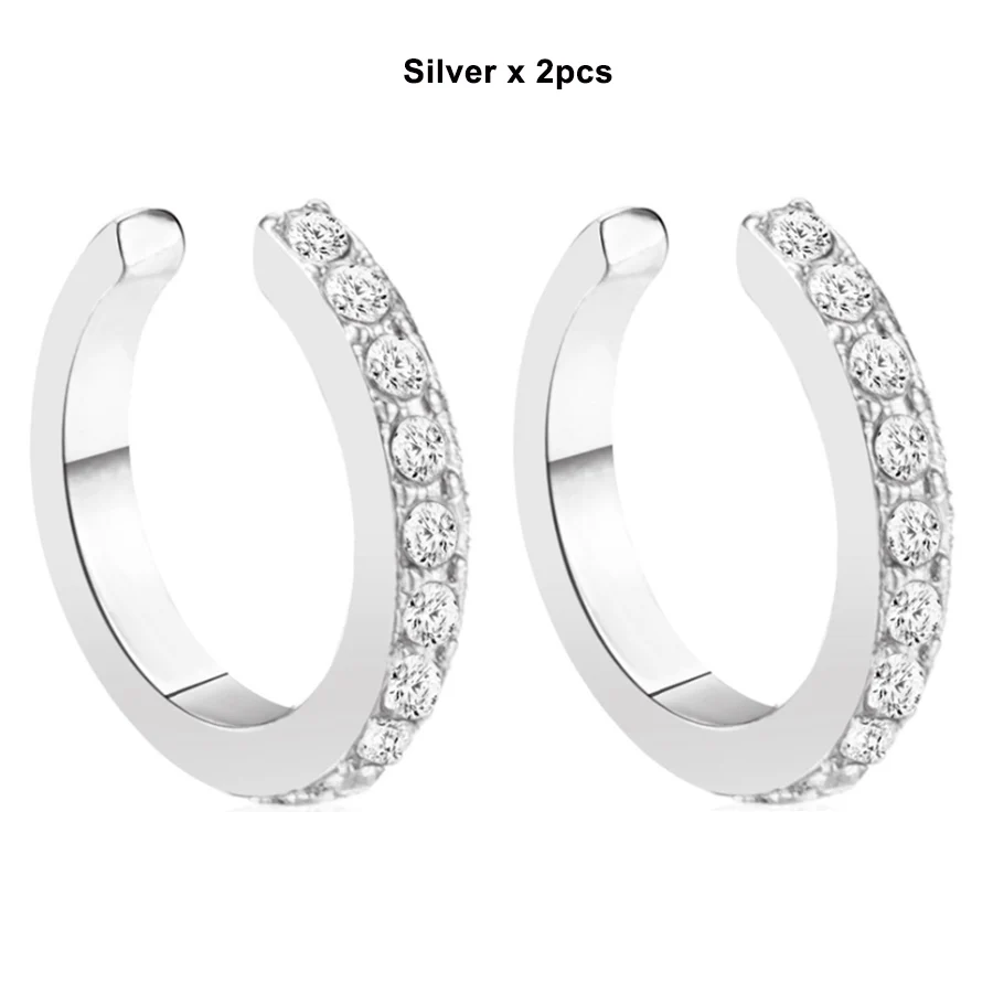 Silver x2pcs Starose 2 шт. кольцо в нос имитация уха манжеты кристалл серьги спираль прокалывания ушей пирсинг серьги-клипсы поддельный пирсинг наушник - Окраска металла: Silver x2pcs