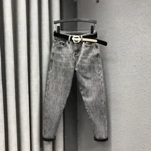 Плюс вельветовые джинсовые штаны женские Новые повседневные свободные были тонкие дикие толстые шаровары