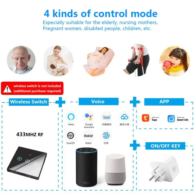 

WiFi Smart Wireless Plug EU Adaptor Remote Voice Control PC Power Energy Outlet Timer Socket For Alexa Google Home