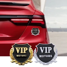 

2Pcs Waterproof Car VIP MOTORS Logo Decoration Styling Window Body Sticker Chrome Metal Wheat Ear Decals For Universal Car
