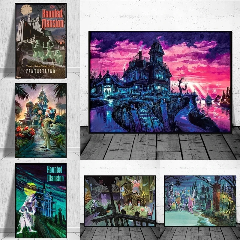 ウォールアートウォートディズニーhdプリント世界的にお化け屋敷の装飾ゴーストポスター絵画リビングルーム用キャンバス絵画フレームなし 絵画 書道 Aliexpress