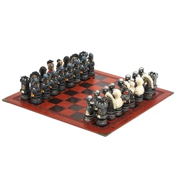 Horror Theme Chess Resin Material Hand-painted 32 Pieces with Embossed Leather Chess Board Gift Board Games Can Choose From Many