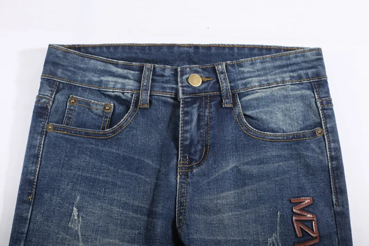 6773 демисезонный украшение из букв стрейч деним середины талии обтягивающие джинсы для женщин промывают деним потертые джинсы Femme