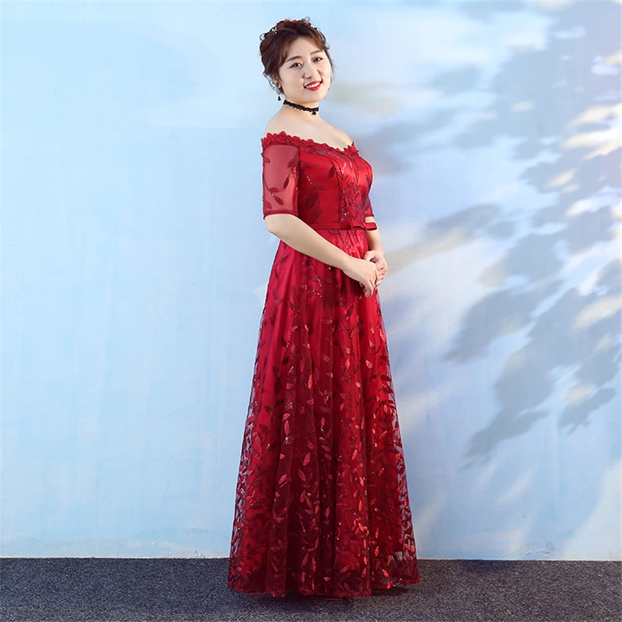 Лодочные вечерние платья с круглым вырезом с коротким рукавом Robe De Soiree размера плюс длинные женские вечерние платья с блестками и вышивкой вечернее платье T207