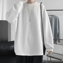 

T-shirt Spring Fashion Round Neck Casual Long Sleeve Solid Color Waffle Trench Hoodie Tidal Current Streetwear New Arrivals