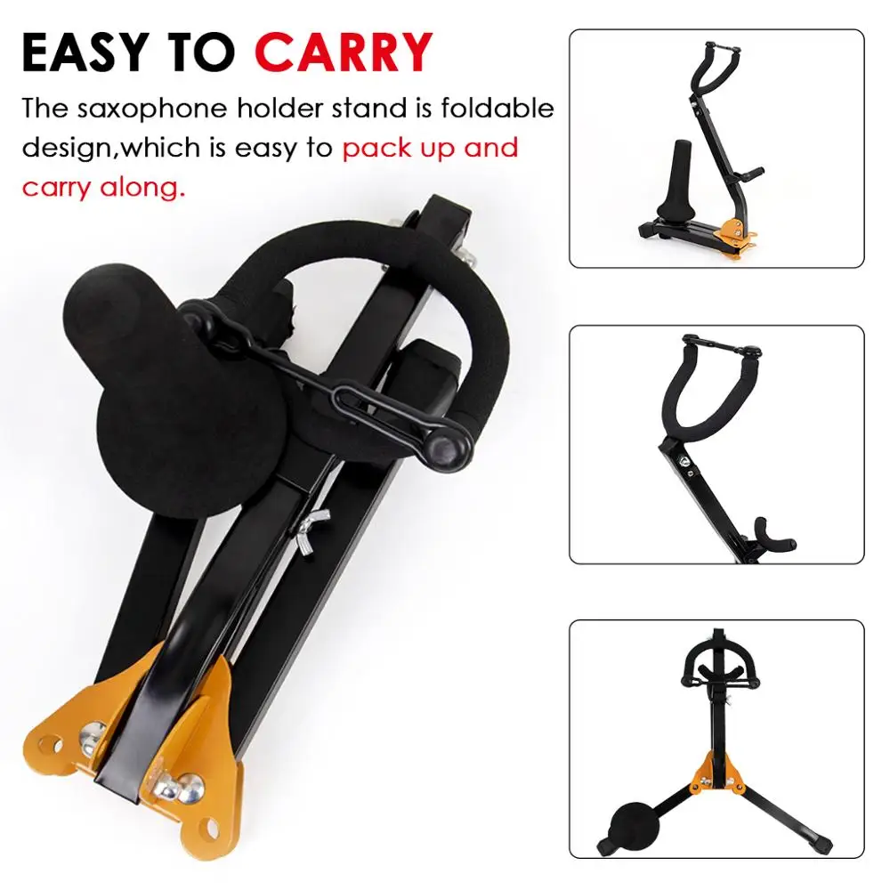  Kmise Alto-Tenor Sax Stand Foldable Portable Tripod Saxphone Stand Holder with Flute Stand&Clarinet