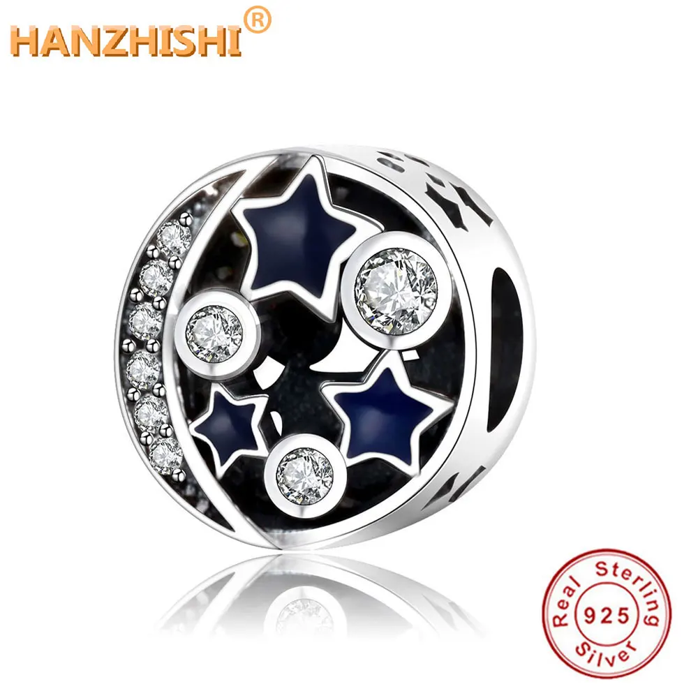 Бусины из серебра 2021 пробы с синей звездой и эмалью|fit pandora bracelet|beads bluefit |