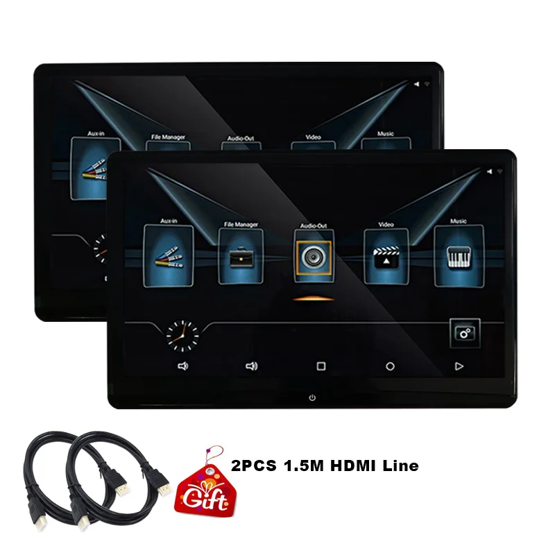 2 monitor only 12,5 дюймов Android 9,0 1920*1080 4K 1080P Автомобильный подголовник монитор сенсорный экран wifi/Bluetooth/USB/SD/HDMI/FM/Mirroring/Miracast - Цвет: 2 monitor only