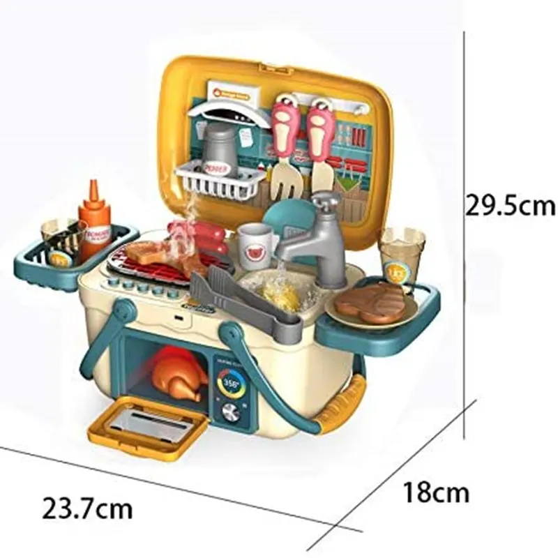 Crianças churrasco grill playset piquenique portátil cesta