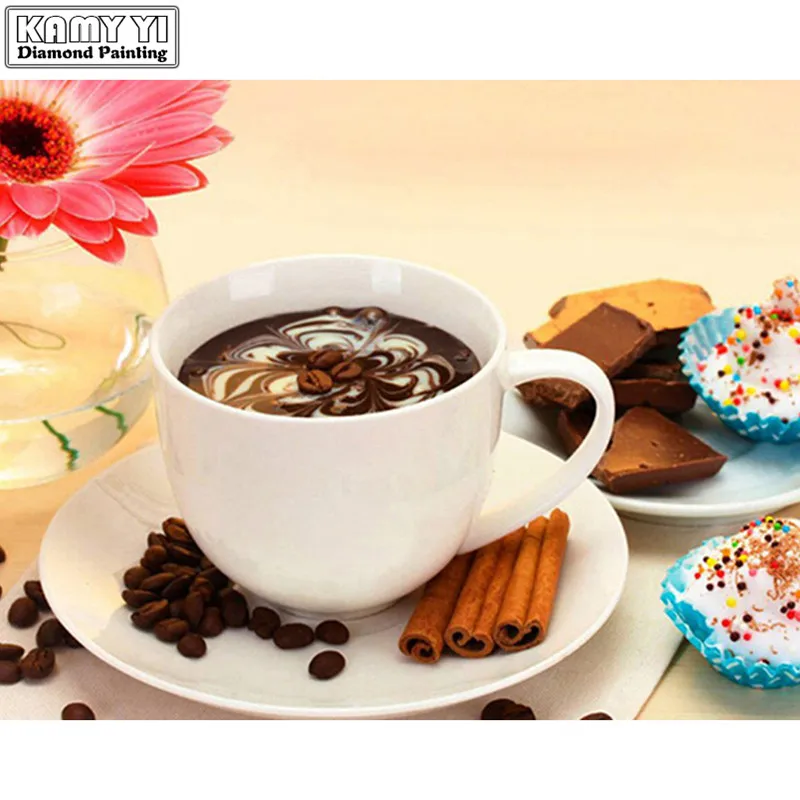 

5D DIY Diamond Mosaic Scenic Coffee Cup Diamond Embroidery Diamond Painting Picture Of Rhinestone Needlework Home Decor