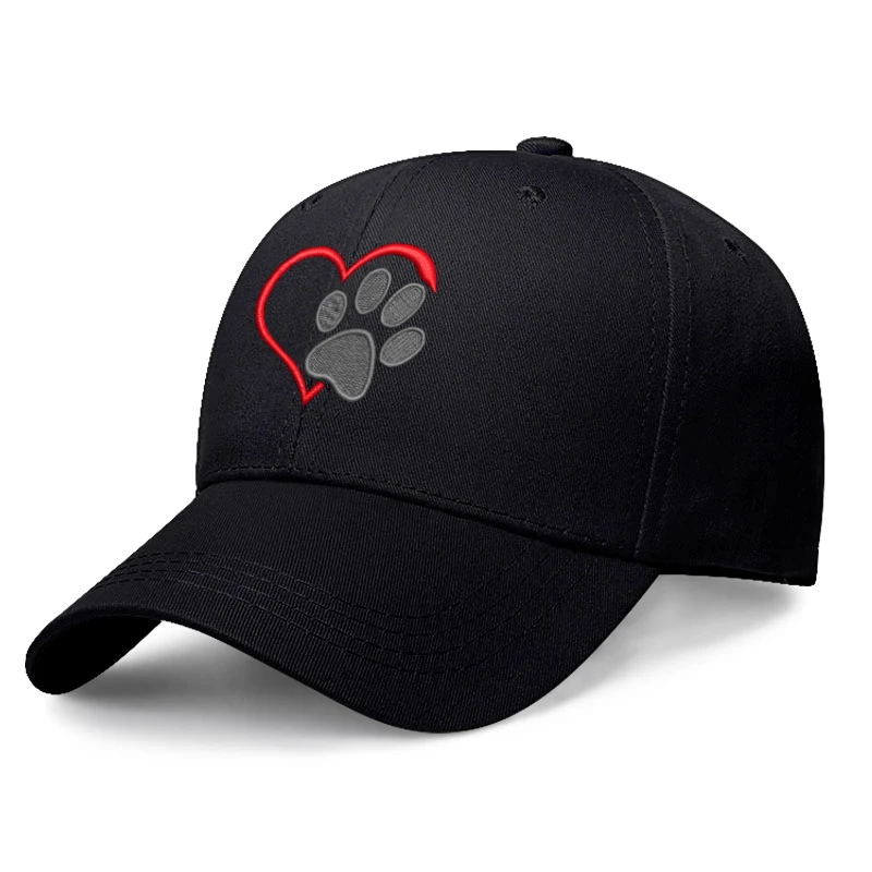 

Heart Shaped Dog Paw Embroidery Baseball Cap Women Cotton Dad Hat Summer Adjustable Embroidery Snapback Cap Men Dropshipping