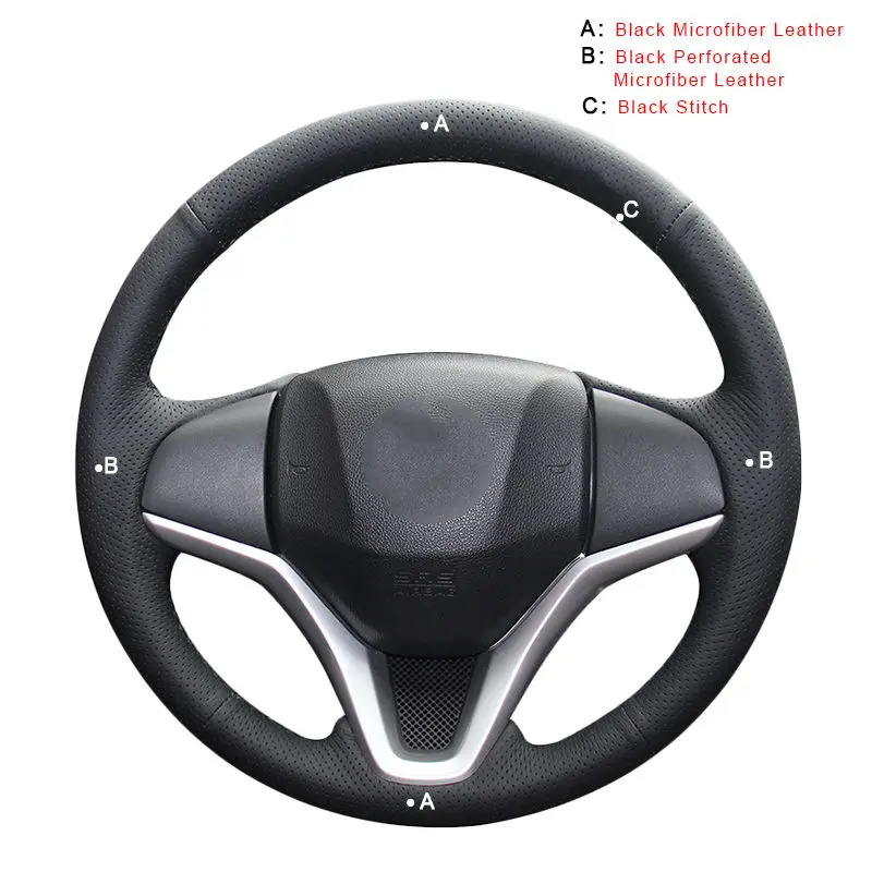 Microfiber Leather Авто оплетка на руле Крышка для Honda Fit- город- Джаз- HR-V HRV- DIY автомобильные чехлы - Название цвета: Microfiber Leather