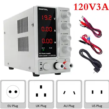 

DC Adjustable Lab Power Supply 120V 3A Laboratory Regulated Voltage Regulator Stabilizer Switching Bench Source With Cable Tips
