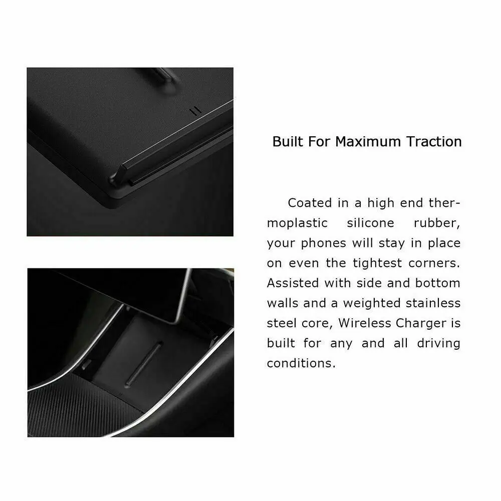Qi Wireless Fast Charger Car Pad Mat Dual USB Fit For Tesla Model 3