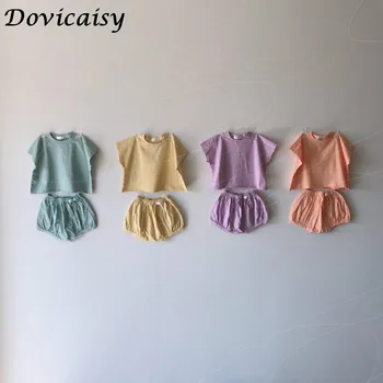

2020 Summer Cotton Baby Clothing Set Solid Girls Tee Boys Short Sleeve T Shirt And Pp Shorts 2pcs Infant Baby Girl Clothes Sets