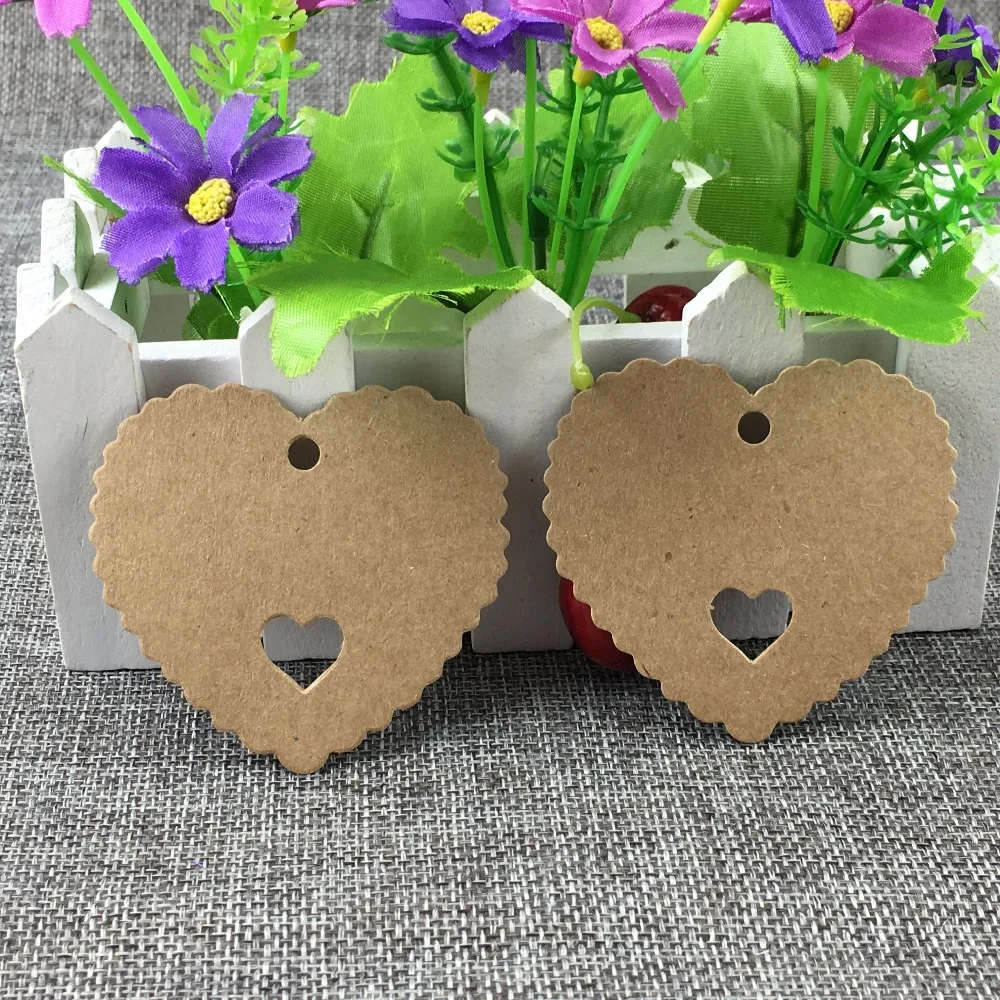 

600pcs/lot 6.5x6cm Heart Kraft Paper Tags Christmas Wedding Gift Tags Packaging Labels Price Tags Scrapbook Craft Tag
