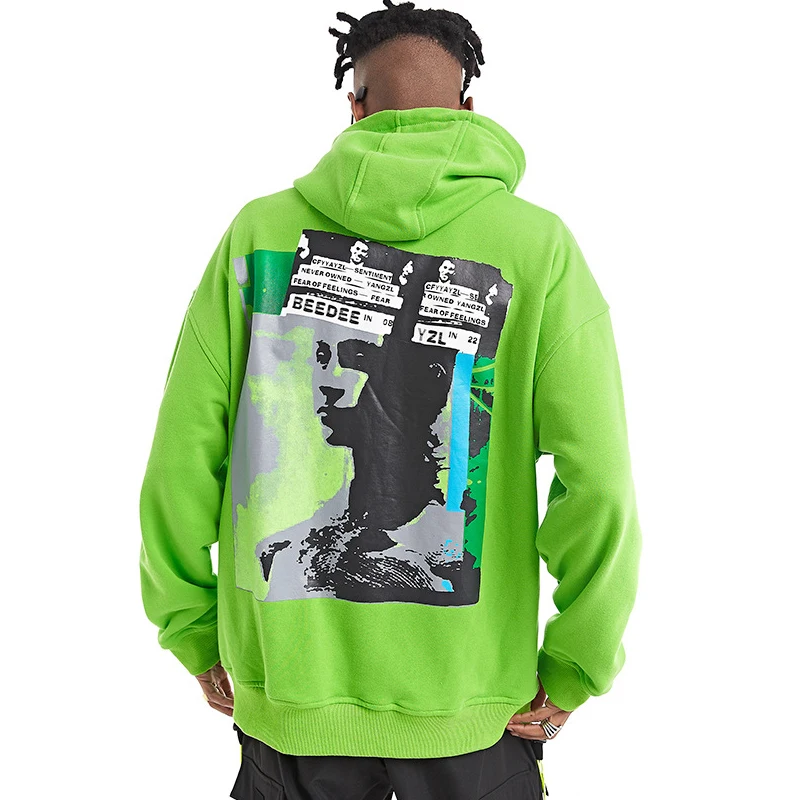 

Graffiti Men Sweatshirts Hip-hop Fashion Green/Black Color Hoodies New Oversize Print Streetwear Sweatshirt