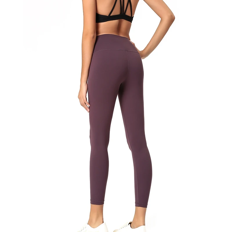 Autumn And Winter Double-sided Polishing Leggings Trousers Yoga Pants High Waist Running Sportswear Hidden Pocket - Цвет: Фиолетовый