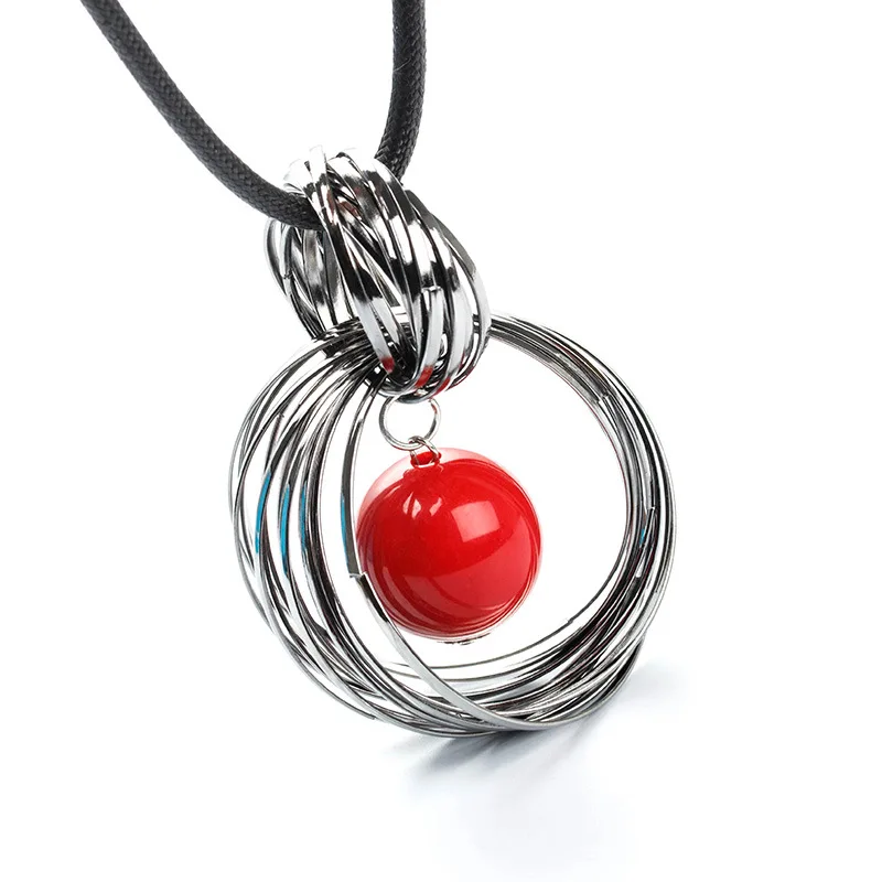 YoYo-Star Red White Pearl Ball Pendant Long Necklaces Women Black Chain Maxi Necklace Fashion Jewelry