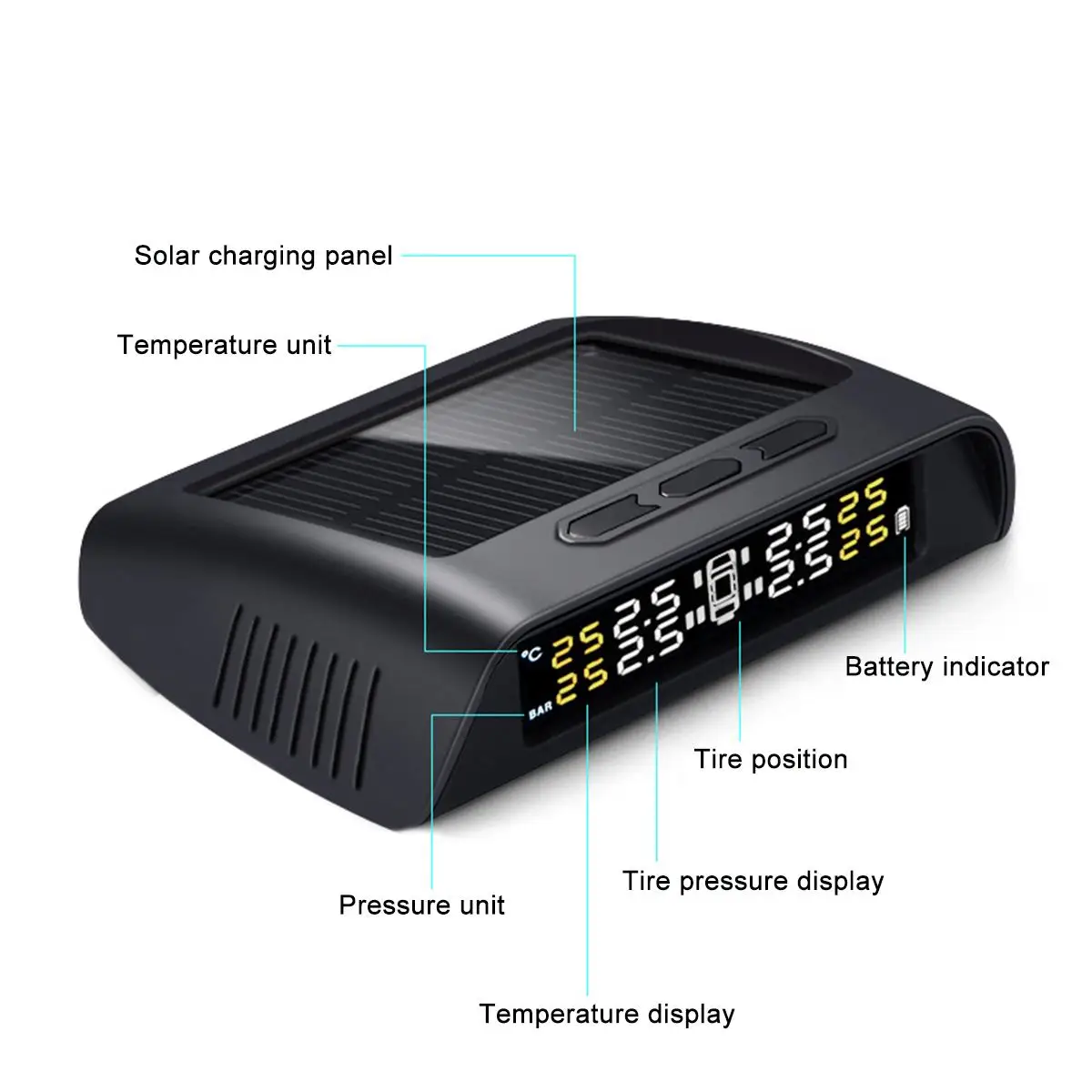 1 комплект беспроводной Солнечный TPMS система контроля давления в шинах ЖК-монитор сигнализация с 6 внешними датчиками автомобильные аксессуары Автомобильная безопасность