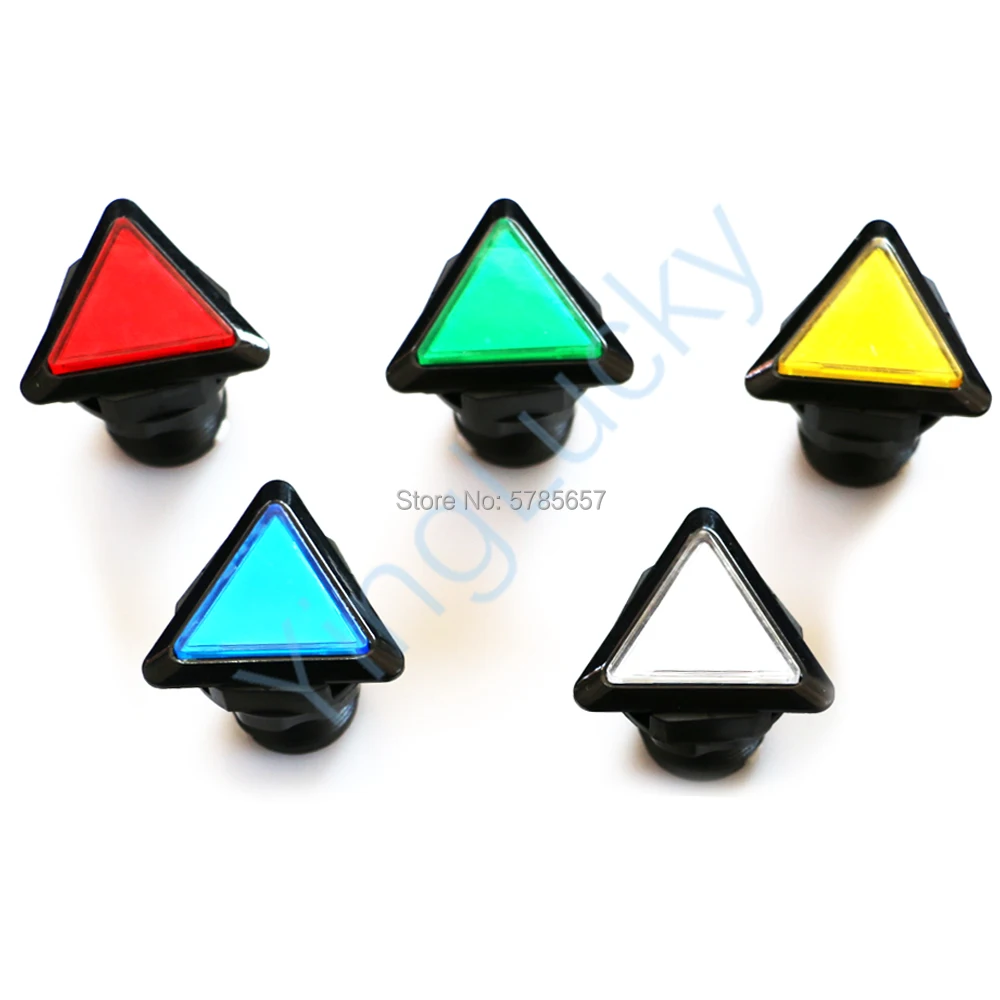 Illuminated Push Button with Bracket and Micro Switch, LED Arcade Buttons, Triangular Shape, 5 Colors Available, 1PC, 12V