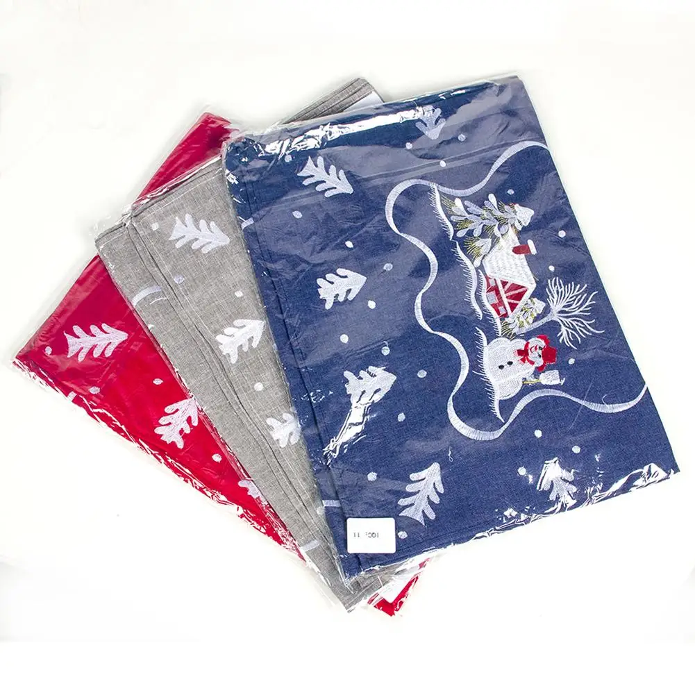 

Christmas Snow Man Embroidery Table Runner Tea Table Wedding Banquet Household Decoration Polyester Cotton Quick Delivery