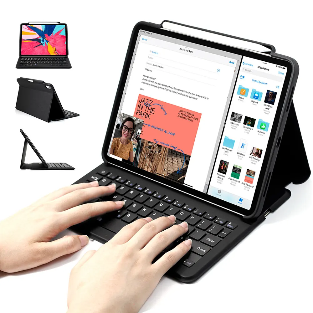 Para iPad Pro 11 / 12.9 2018 Funda para teclado, WOWCASE Bluetooth Funda magnética de carga con conexión magnética para tableta iPad 2018 Teclado para iPad Pro 11 / 12.9 3.a generación con soporte para lápiz Resistente - 1