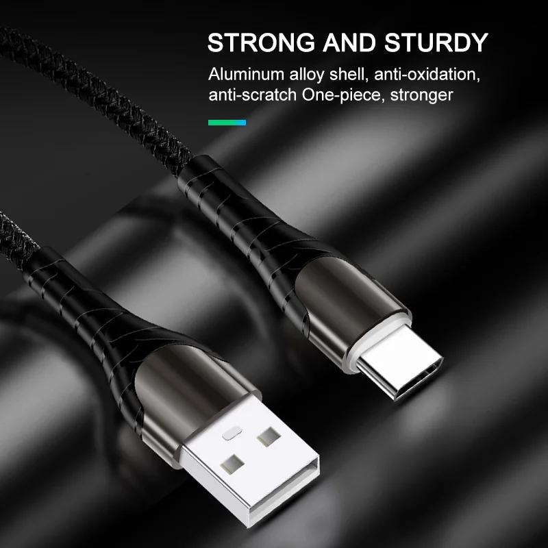 ANKNDO Micro usb type C 3A кабель для быстрой зарядки светодиодный шнур для зарядки мобильного телефона для samsung sony Xiaomi huawei USB-C шнур