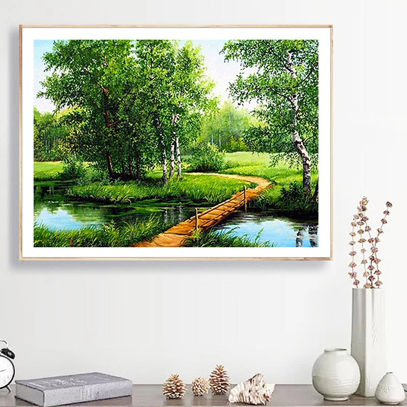 

Diamond Embroidery Summer woods Landscape Handmade Diamond Painting Needlework Mosaic Cross Stitch Home Decor