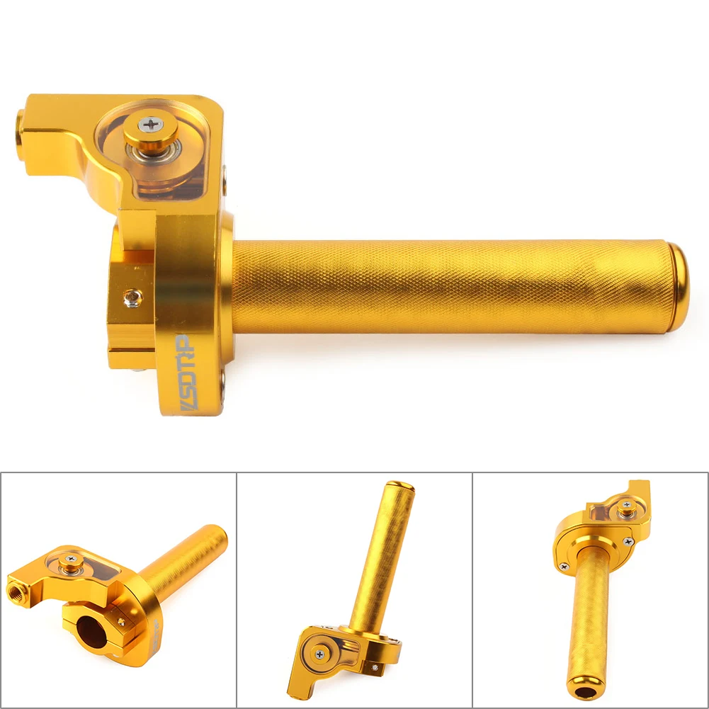 

7/8'' Motorcycle Handlebar Hand Grip Twist Throttle Accelerator Universal CNC Aluminum Gold