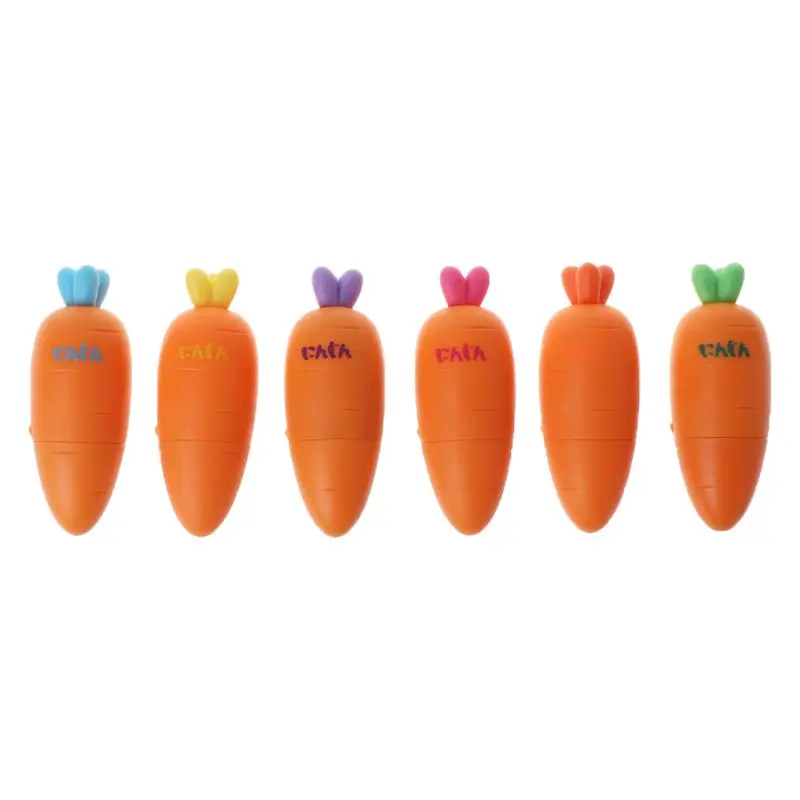 6 Pcs/Pack Creative Carrot Sticks Fluorescent Pen Cartoon Cute Mini Stationery
