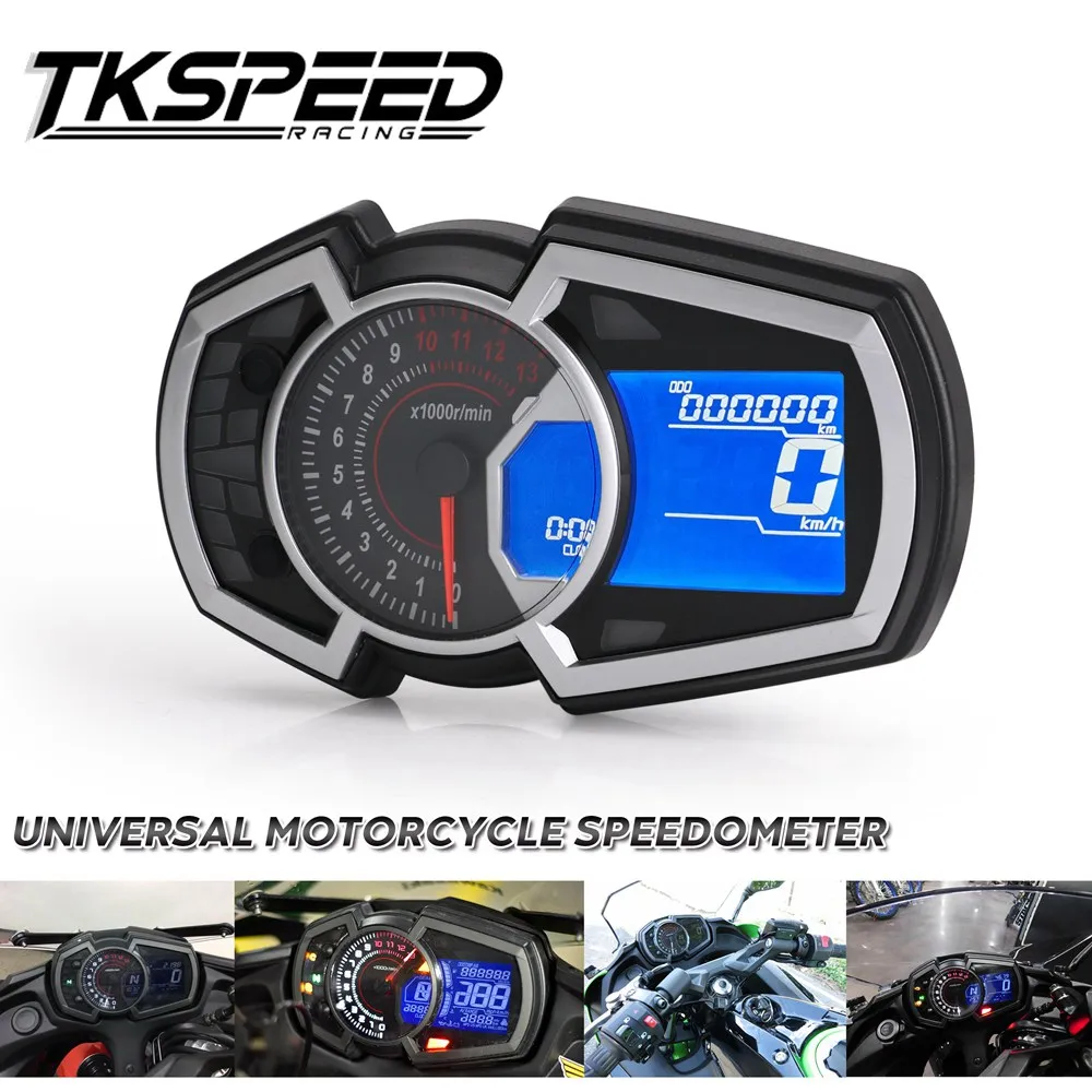 

13000RPM DIY Universal 1,2,4 cylinder LCD Motorcycle Racing Street Bike Speedometer Odometer RPM Speed Fuel Gauge