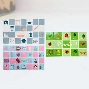 

3Pcs Kitchen Tile Sticker Decals Oil-proof Heat Resistant Kitchen Supplies for Home (Random Color)