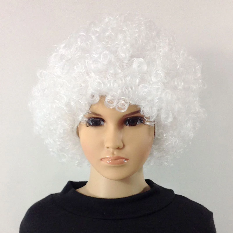 

Halloween Party Cosplay Explosion Curly Short Full Head Wig Texture Hair Multi-Color White Black Blue
