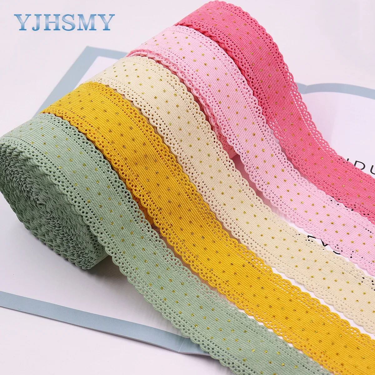 5 Yards Corduroy Lace Ribbon Gold Dots Ribbons 1-1/2'' for Sewing Crafts Hair Bow Clip Making Gift Wrapping Accessories Wedding Ribbon Decoration Ribbon Supplies Wrapping Ribbon Sewing Ribbon Lace Trim Ribbon