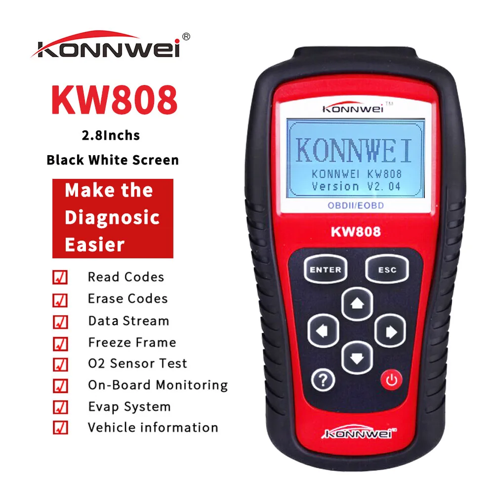 KONNWEI KW808 код неисправности автомобиля OBD2 диагностический сканер EOBD MIL сброс ридер