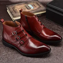 Zipper / Monk Strap Men's Dress Boots Male Shoes Genuine Leather Ankle Motorcycle Boots British Style Chelsea Boots Zipper / Monk Strap Men's Dress Boots Male Shoes Genuine Leather Ankle Motorcycle Boots British Style Chelsea Boots