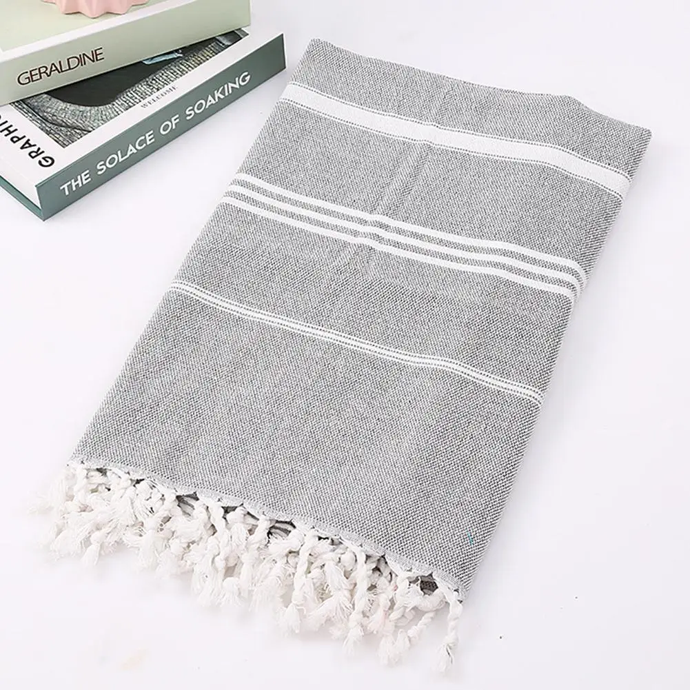 gray HobbyLane тонкое Полосатое хлопковое турецкое банное полотенце с кисточками для путешествий пляжное полотенце из хлопка - Цвет: gray