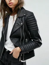 Women's Autumn Winter Motorcycle Artificial Leather Jacket Women's Long Sleeve Pu Punk Street Style Black Leather Jacket