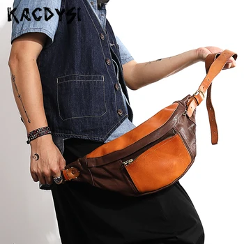 

100% Genuine Leather Luxury Men Chest Bag Cowhide Modern Stylish Man Bosom Bag Designer Mens Waist Pack High Quality Chest Pack