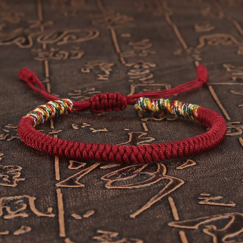 Tibetan Buddhist Lucky Bracelet Unisex Braid Red Thread Rope Adjustable King Kong Knot Bracelets for Womern Men Bangles Jewelry