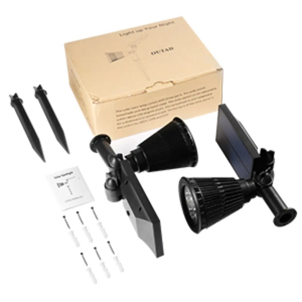 

OUTAD Outdoor 2 pcs 4 LED 200 Lumen Waterproof Solar Powered Spotlight Lawn lamp Energy-saving Security with Light Sensor