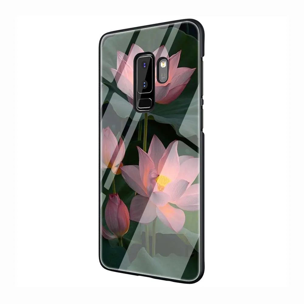 G2 EWAU цветок лотоса чехол из закаленного стекла для телефона для samsung S7 край S8 S9 S10 Note 8, 9, 10, плюс A10 20 30 40 50 60 70 - Цвет: G2