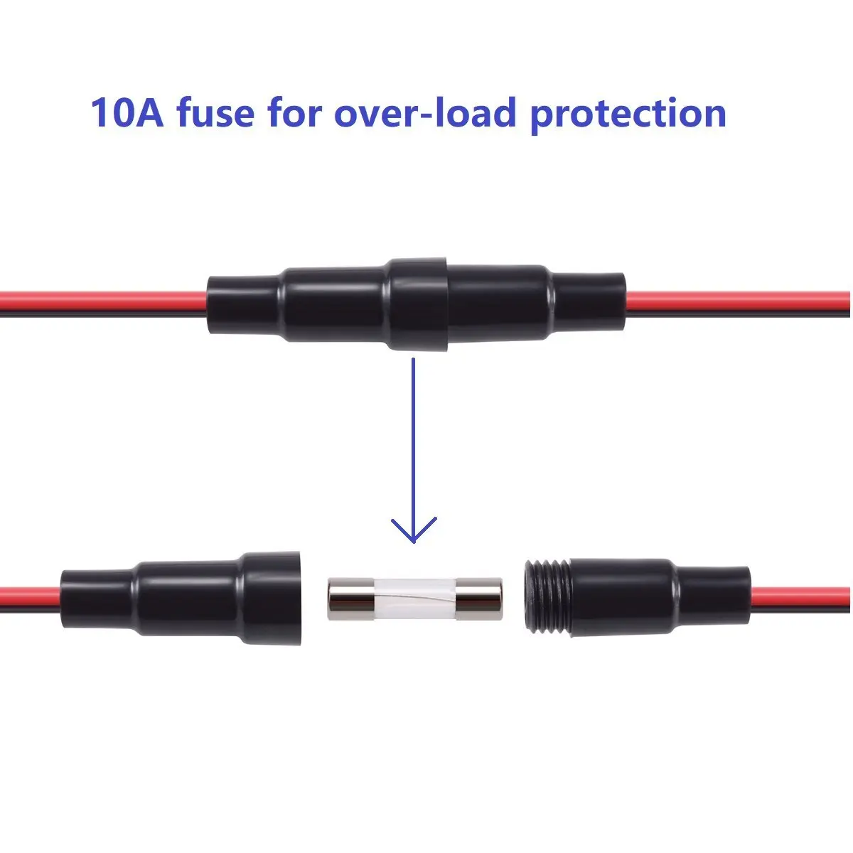 Двойное USB Автомобильное зарядное устройство водонепроницаемый 2.1A и 2.1A с синим вольтметром и 25 см проволочный предохранитель DIY 12-24 В для автомобиля лодка морской мотоцикл