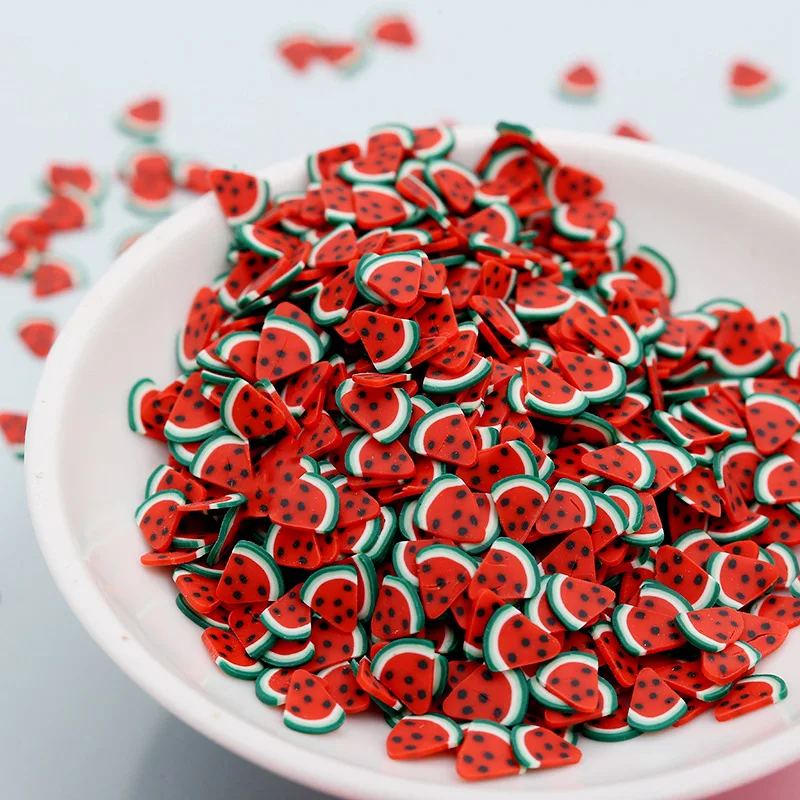 watermelon 50 г Fimo Полимерная глина фруктовый ломтик Горячая глина разбрызгивает для рукоделия украшения ногтей слайм материал аксессуары для торта частицы - Цвет: watermelon