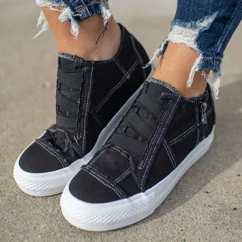 

2020 Women Casual Shoes Woman Ladies Flat Canvas Student Vintage Girls 5CM Heels Travel Sneakers Dropshipping