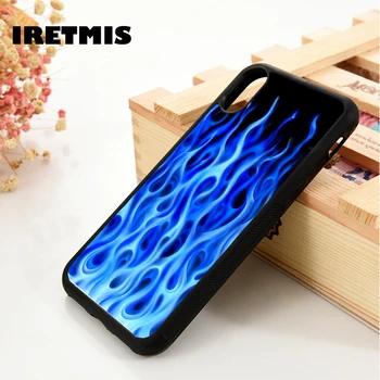 

Iretmis 5 5S SE 6 6S phone case cover for iPhone 7 8 plus X Xs 11 Pro Max XR Brilliant Fiery Blue Volcanic Flames Pattern