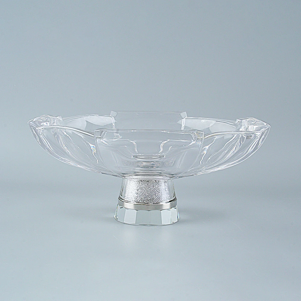 

Oh Trend New Design Elegant Crystal Big Fruit Plate Wedding Table Crystal Bowl For Dried Fruits Home Decoration Fruit Plate